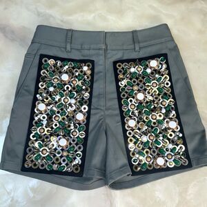 Prada $1980 Runway Embroidered Drill Shorts 38